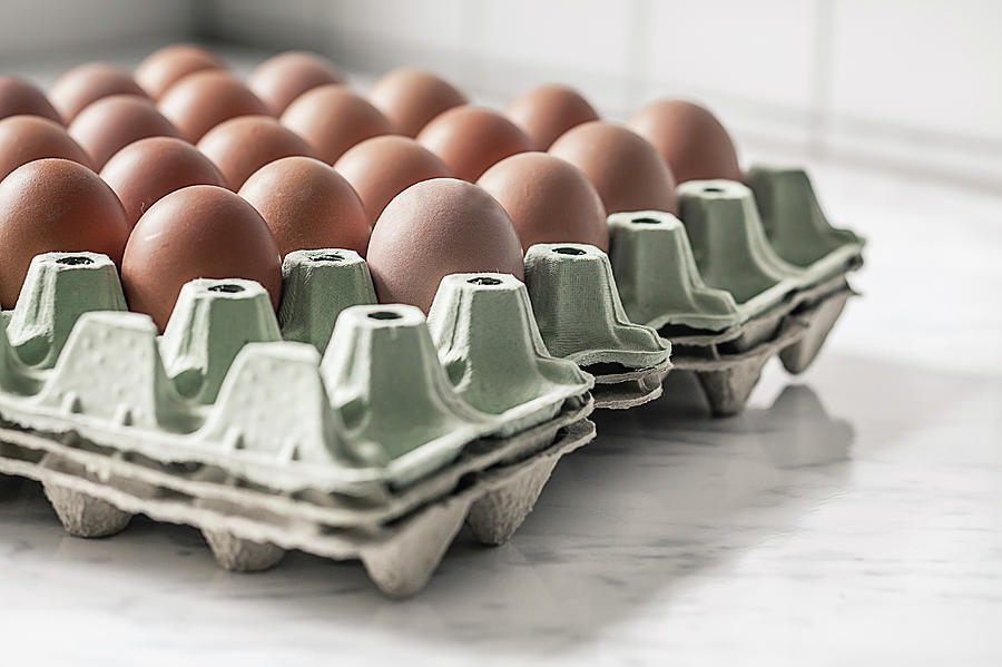Carton Palette With Brown Eggs Photograph by Westend61