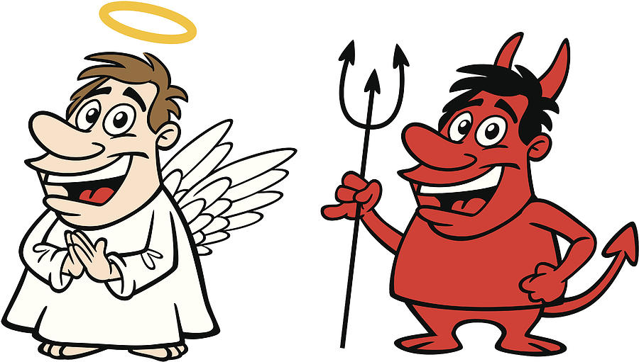 Cartoon Angel And Devil.