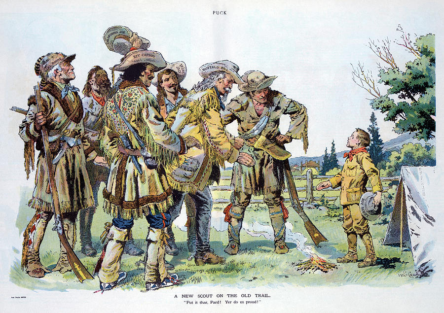 Cartoon Boy Scouts, 1912 Drawing by Granger