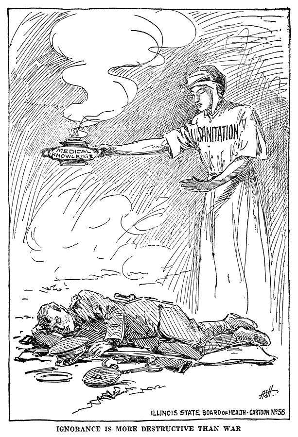 Cartoon Flu, 1918 Drawing by Granger