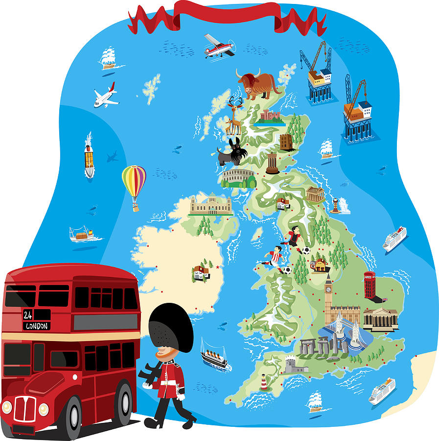 Cartoon map of UK Drawing by Drmakkoy