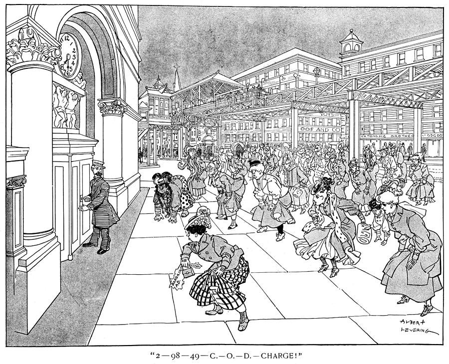 Cartoon Shopping, C1905 Drawing by Granger Cartoon Shopping, C1905 Drawing by Granger
