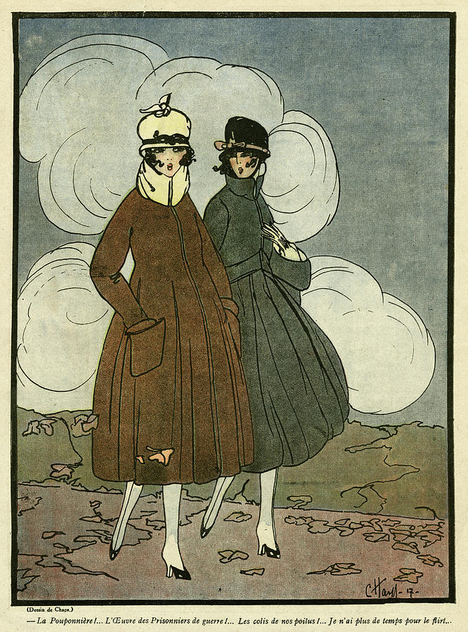 Cartoon, Two Young Frenchwomen Drawing by Mary Evans Picture Library ...