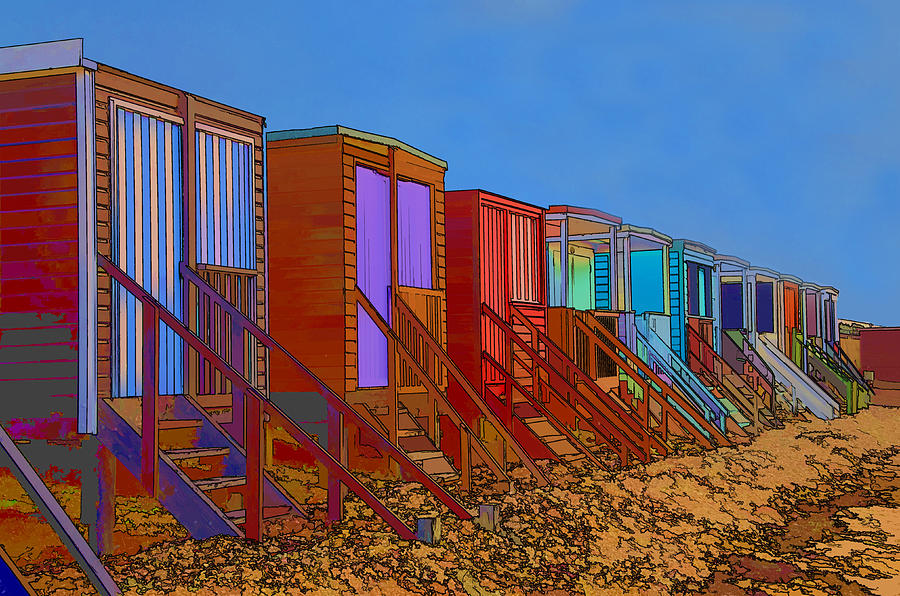 Cartoonised Beach Huts Photograph by Chris Thaxter
