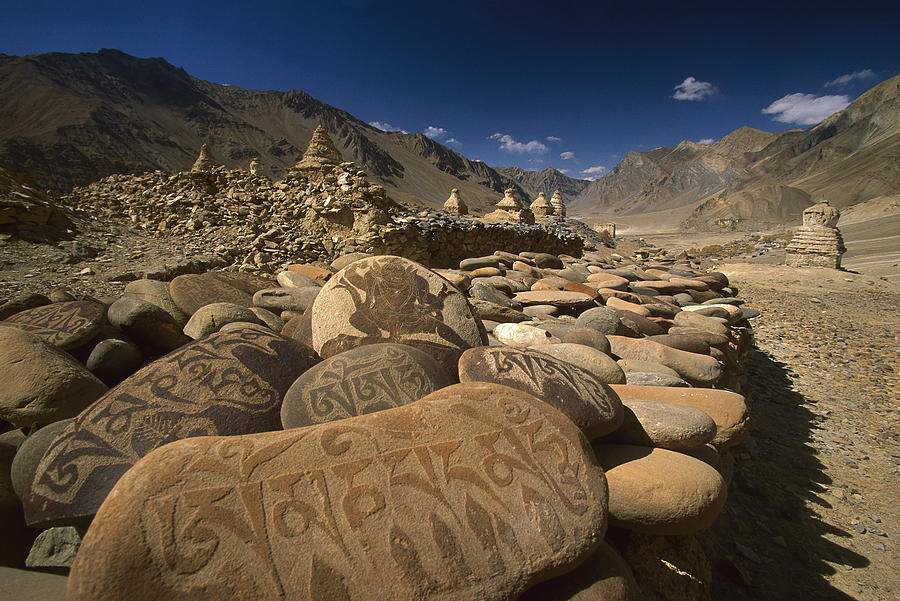 Carved Buddhist Mani Stones Zangla Photograph by Colin Monteath