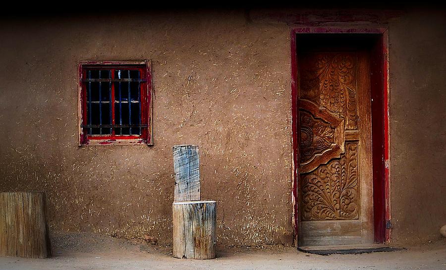 Carved Door Adobe Photograph by Nadalyn Larsen