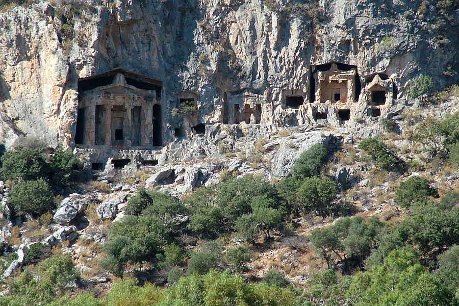 Carved Rock Tombs at Dalyan Photograph by Taiche Acrylic Art