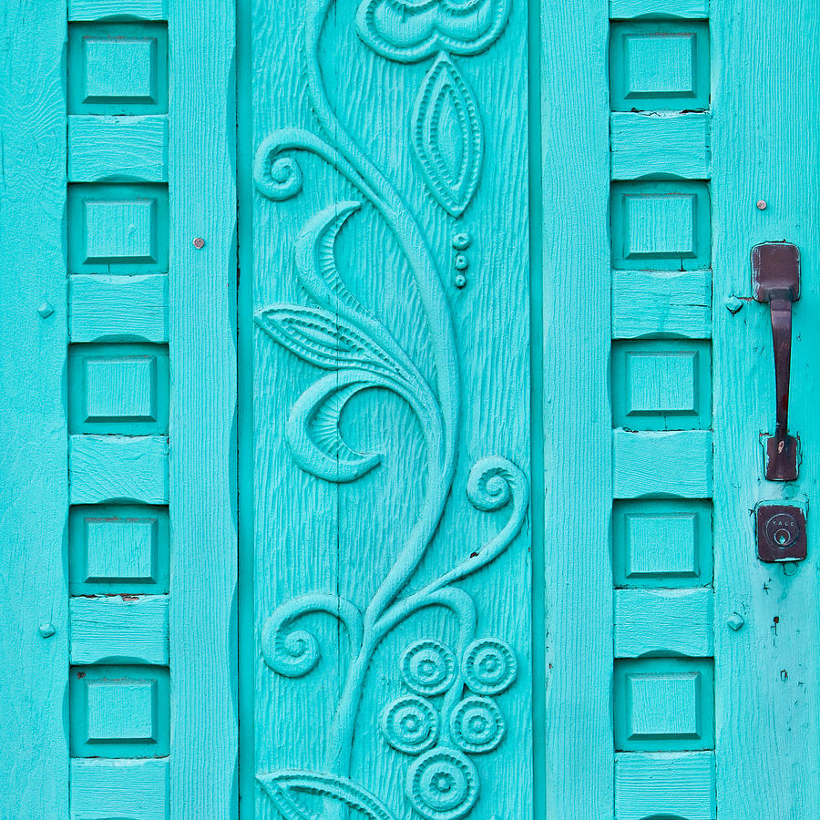 Carved Turquoise Door Photograph by Art Block Collections