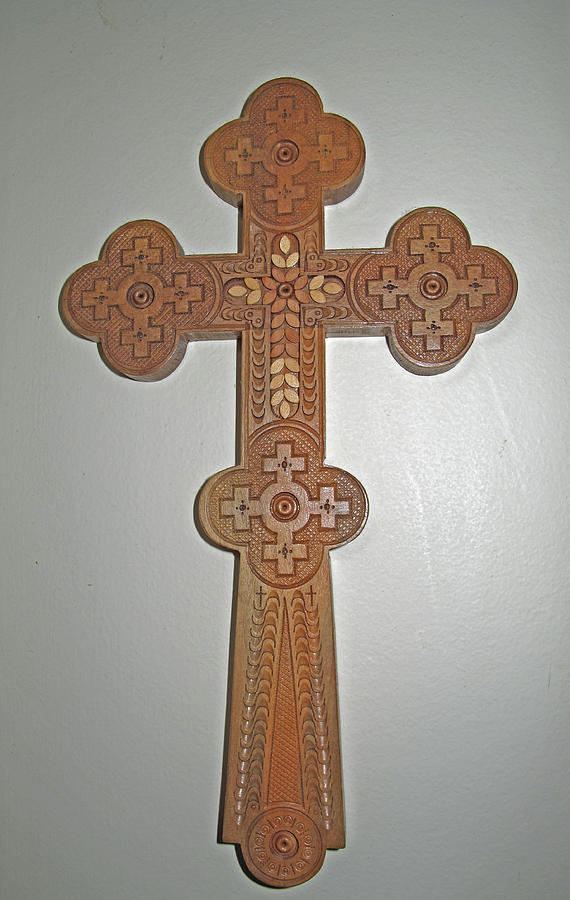 Carved Ukrainian Wooden Cross Photograph by Barbara McDevitt