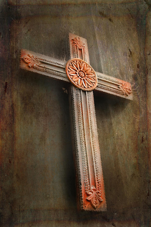 Carved Wooden Cross Photograph by David and Carol Kelly