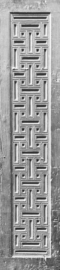 Portrait Photograph - Carved wooden door with geometric pattern by Mohamed Nour Eldin