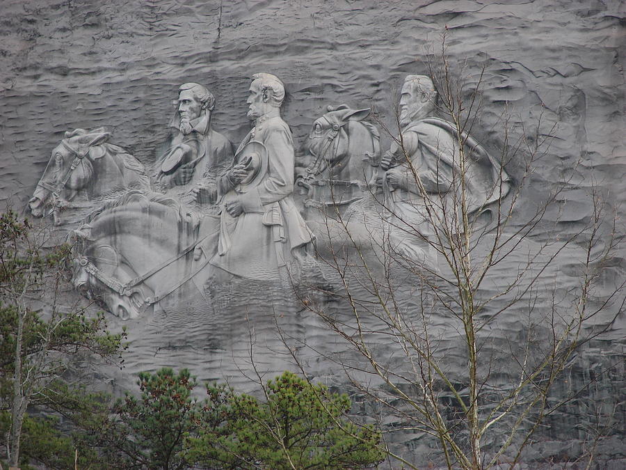Horse Photograph - Carving of Confederate Generals on Stone Mountain by BJ Karp