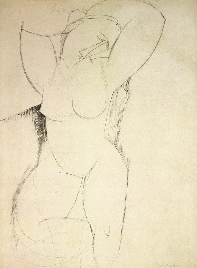 Caryatid Drawing by Amedeo Modigliani