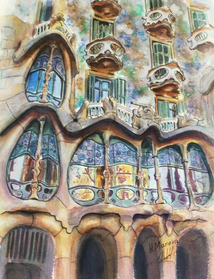 Casa Batllo Painting by Henrieta Maneva