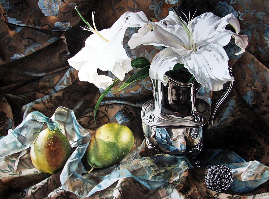 Still Life Painting - Casa Blanca Lilies by Kimberly Meuse