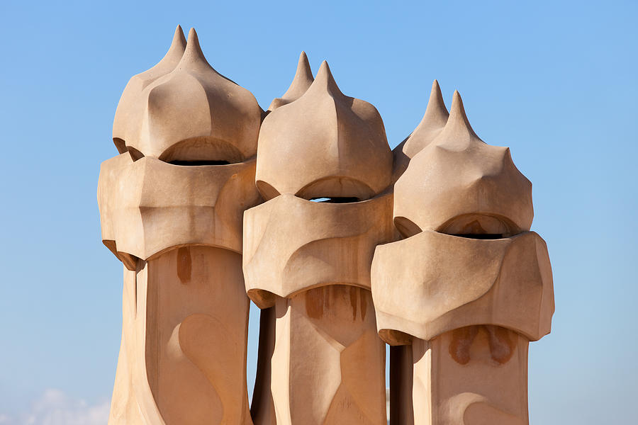 Casa Mila Chimneys by Gaudi in Barcelona Photograph by Artur Bogacki