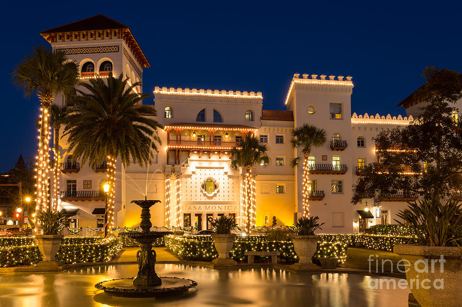 St. Augustine Nights Of Lights Photograph - Casa Monica Hotel at Twilight St. Augustine Florida by Dawna Moore Photography