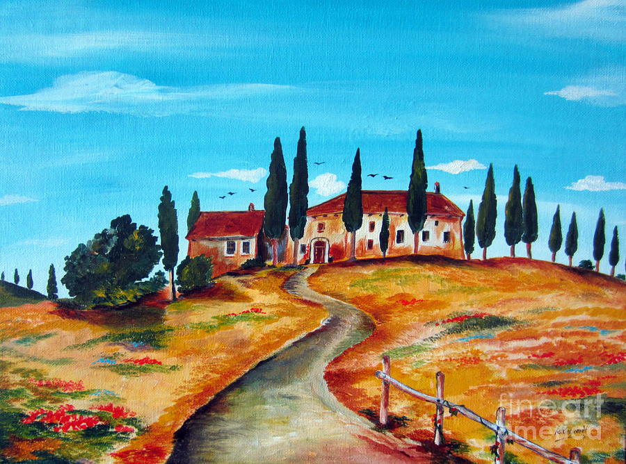 Casale on the Hill of Spring Painting by Roberto Gagliardi
