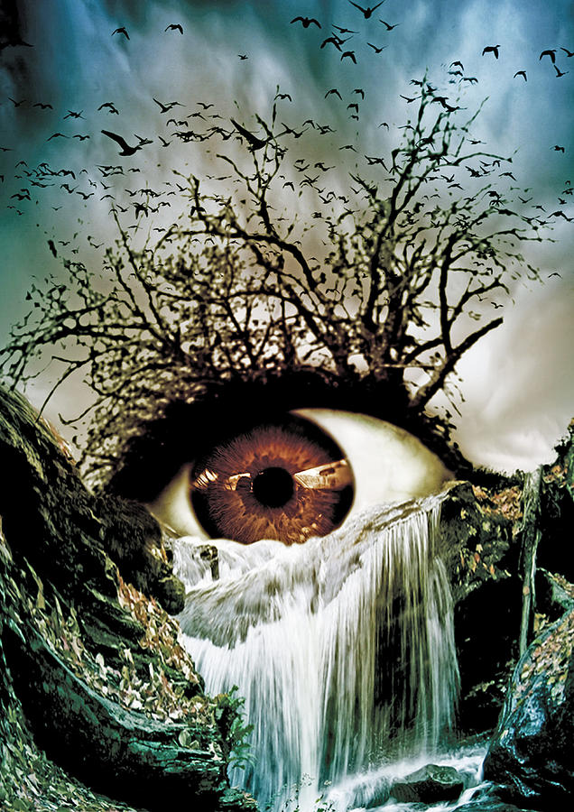 Surrealism Digital Art - Cascade Crying Eye by Marian Voicu