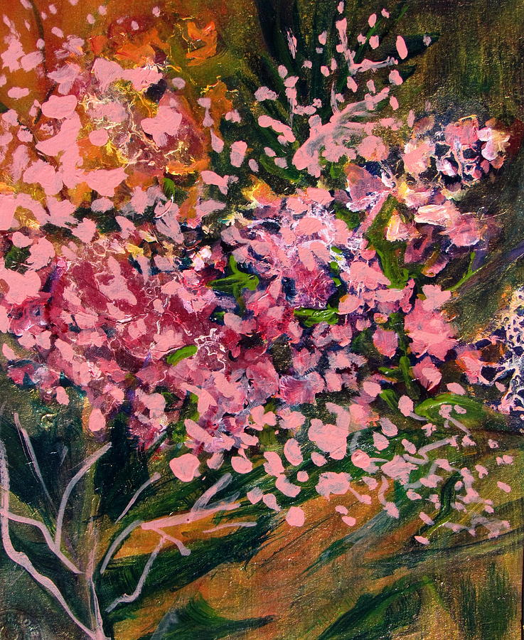 Cascade of Pink Blossums Painting by Betty Pieper