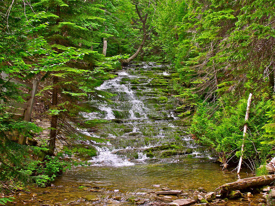 Cascade over Mossy Rocks along La Chute Trail in ForillonNational Park, Quebec, Canada Photograph by Ruth Hager
