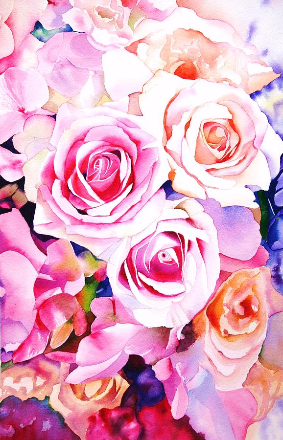 Pink Roses Painting - Cascade by Sarah Bent