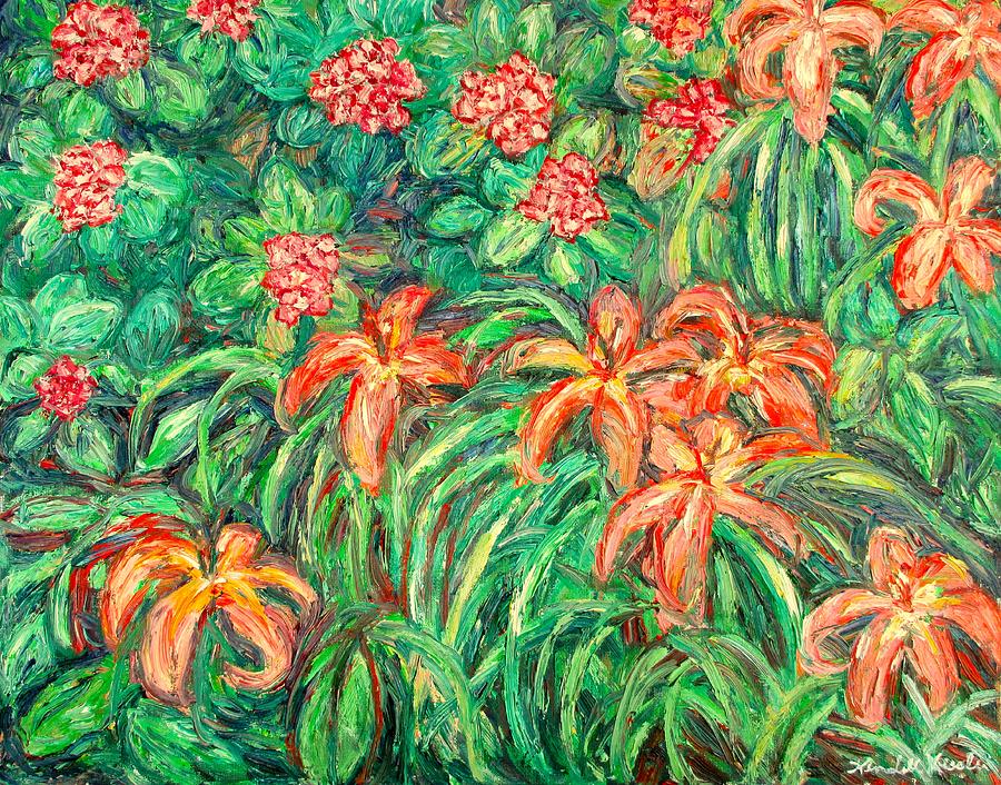 Cascading Day Lilies Painting by Kendall Kessler