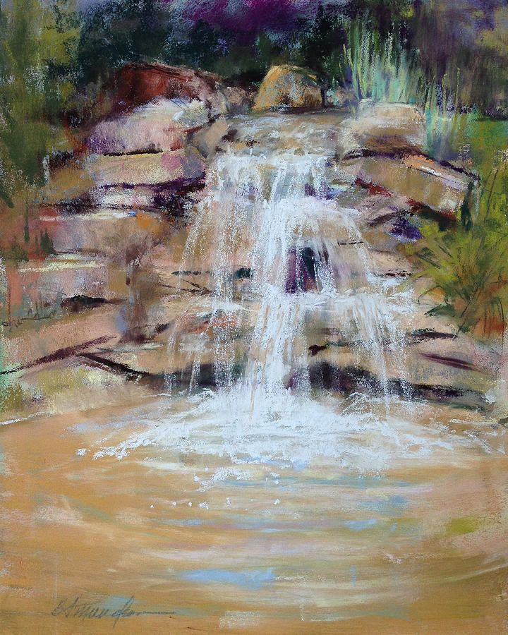Rocks Pastel - Cascading Water by Beverly Amundson Rocks Pastel - Cascading Water by Beverly Amundson