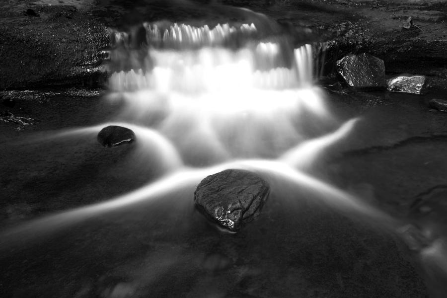 Cascading Waterfall Black and White Photograph by Lone Palm Studio