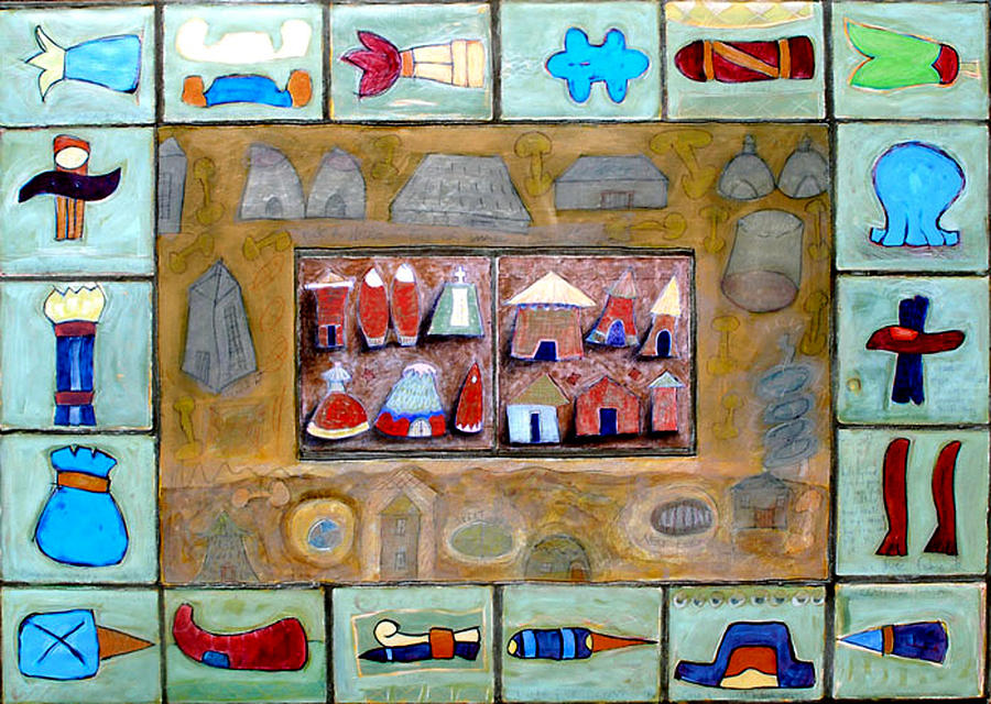 Cascajal Text and Village Painting by Michael Sharber