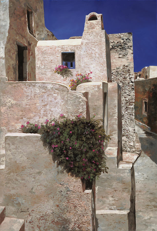 Summer Painting - case a Santorini by Guido Borelli