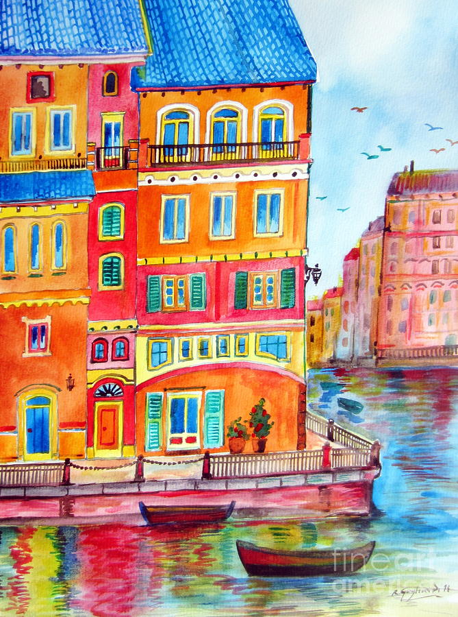 Case sul canale Painting by Roberto Gagliardi