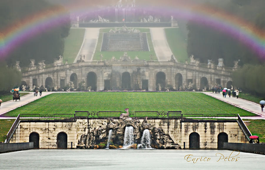 Caserta royal palace garden and fountains under the rain Photograph by Enrico Pelos