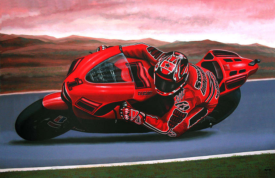 Celebrity Painting - Casey Stoner on Ducati by Paul Meijering