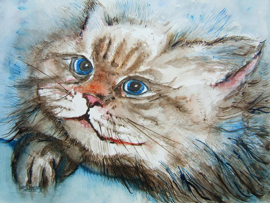 Casey the Family Cat Painting by Elaine Duras
