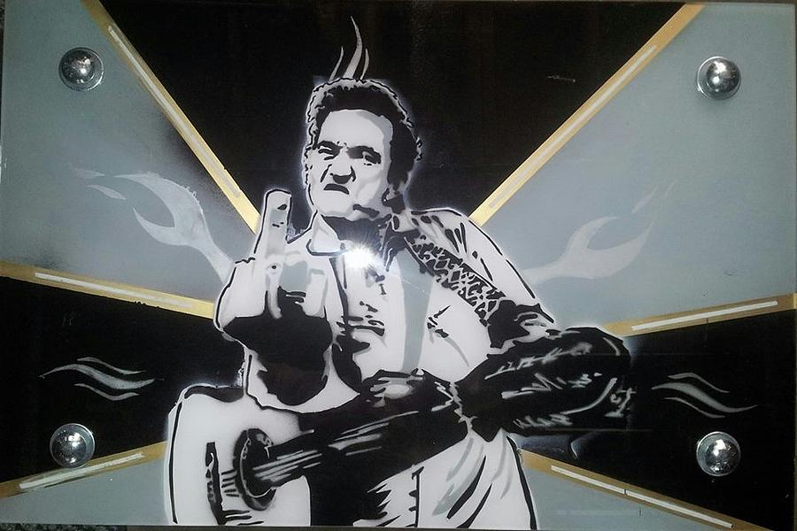 Johnny Cash Painting - Cash in Chrome by Tomas Aleman