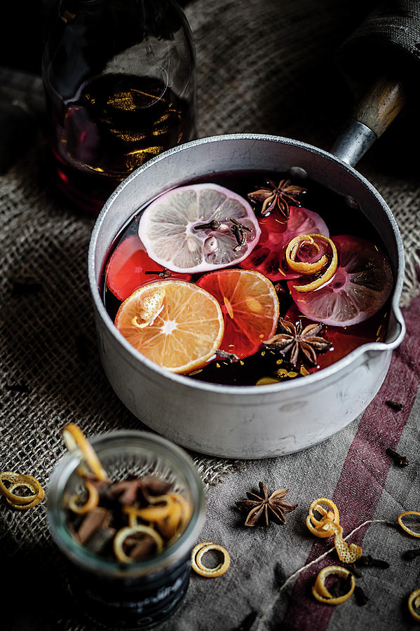 Casserole With Mulled Wine, Slices Of Photograph by Westend61