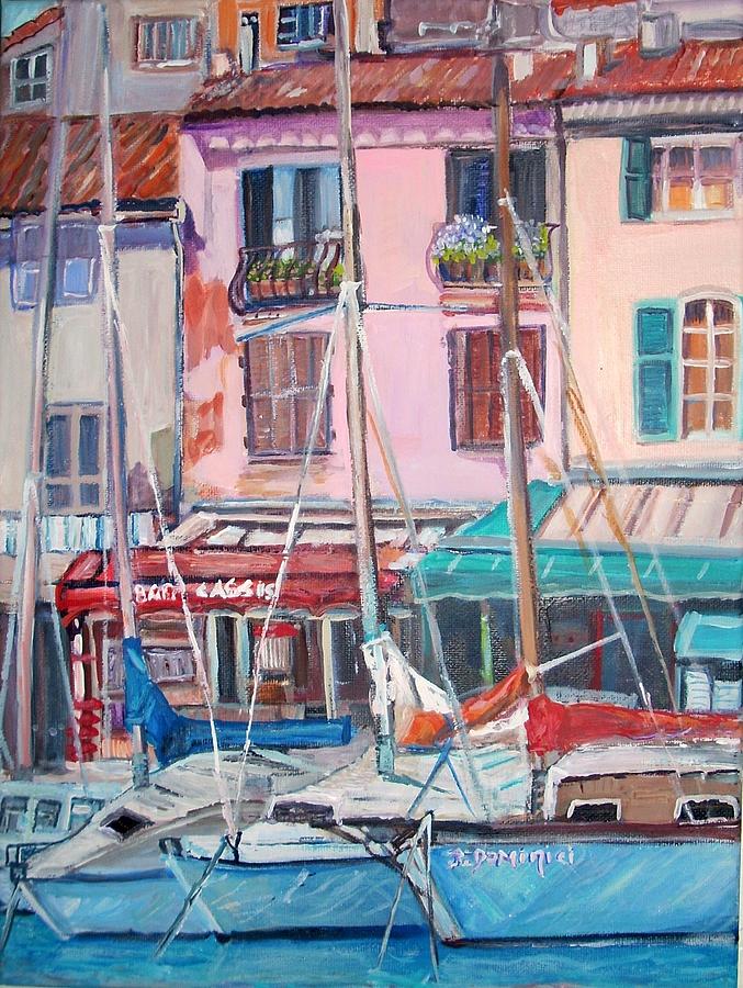 Boat Painting - Cassis Harbor in France by Teresa Dominici