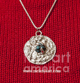 Cast Silver and Turquoise Pendant Jewelry by Melany Sarafis