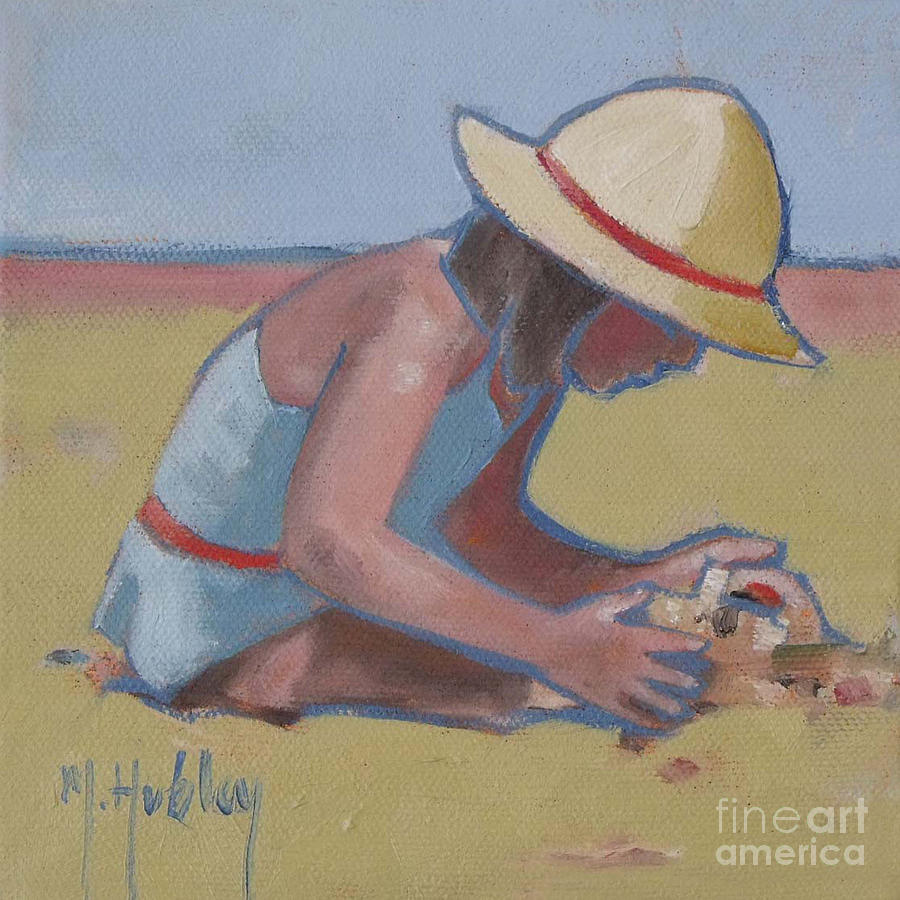 Castle Builder Beach sand castle Painting by Mary Hubley