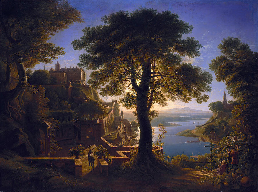 Karl Friedrich Schinkel Painting - Castle by the River by Karl Friedrich Schinkel