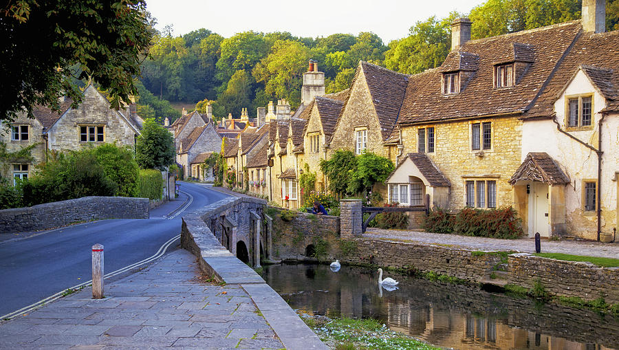 Castle Combe Bridge and Swans Photograph by Michael Hope
