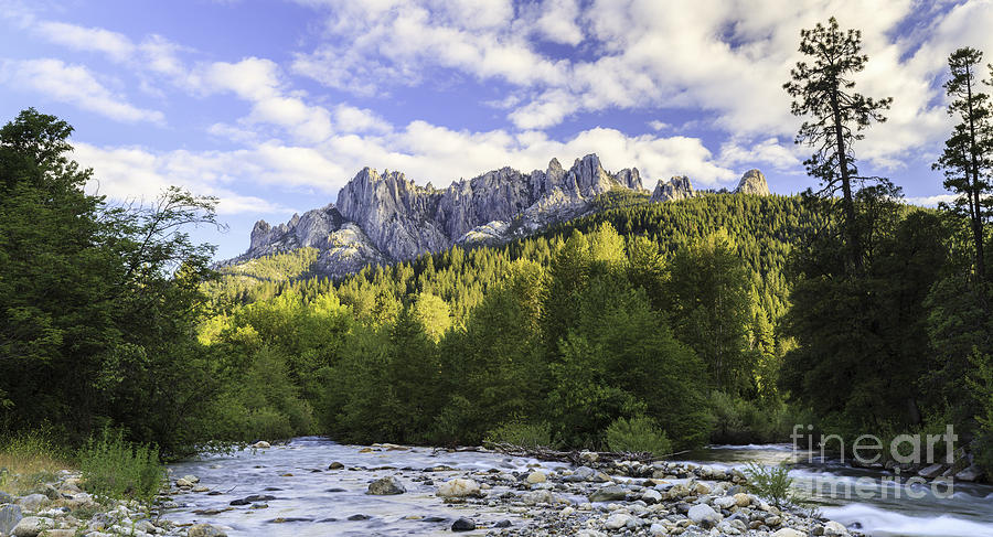 Castle Crags and Sacramento River panorama Photograph by Ken Brown
