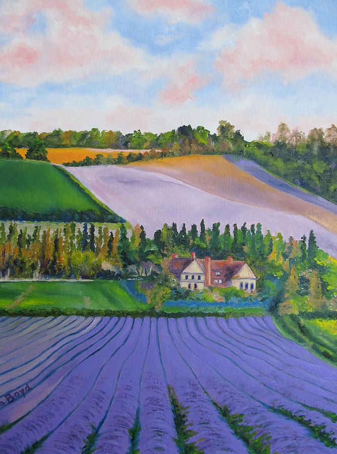Castle Farm Shoreham Kent Lavender Fields England Painting by Lisa Boyd