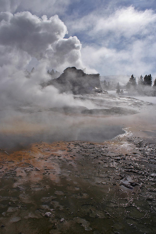 Castle Geyser in Winter #1 Photograph by Wes and Dotty Weber