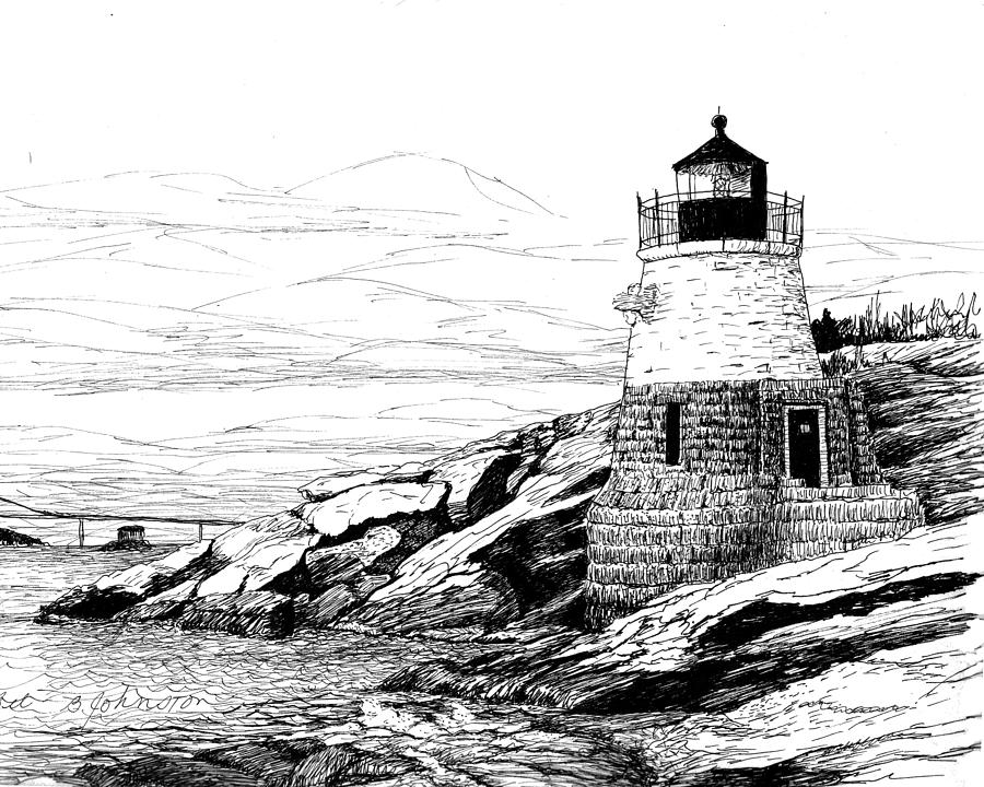 Castle Hill Lighthouse Drawing by Beth Johnston