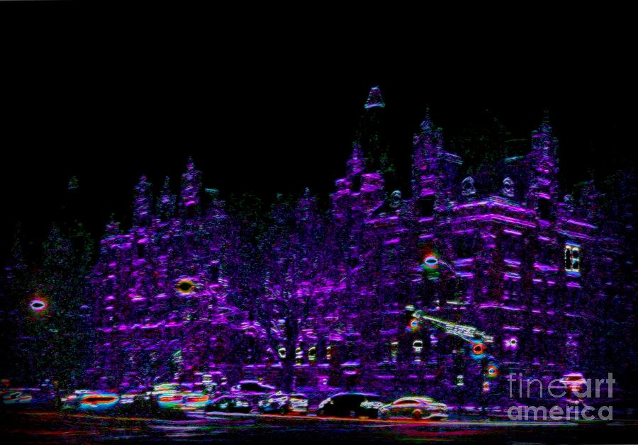 St. Louis City Hall in Purple Neon Photograph by Kelly Awad