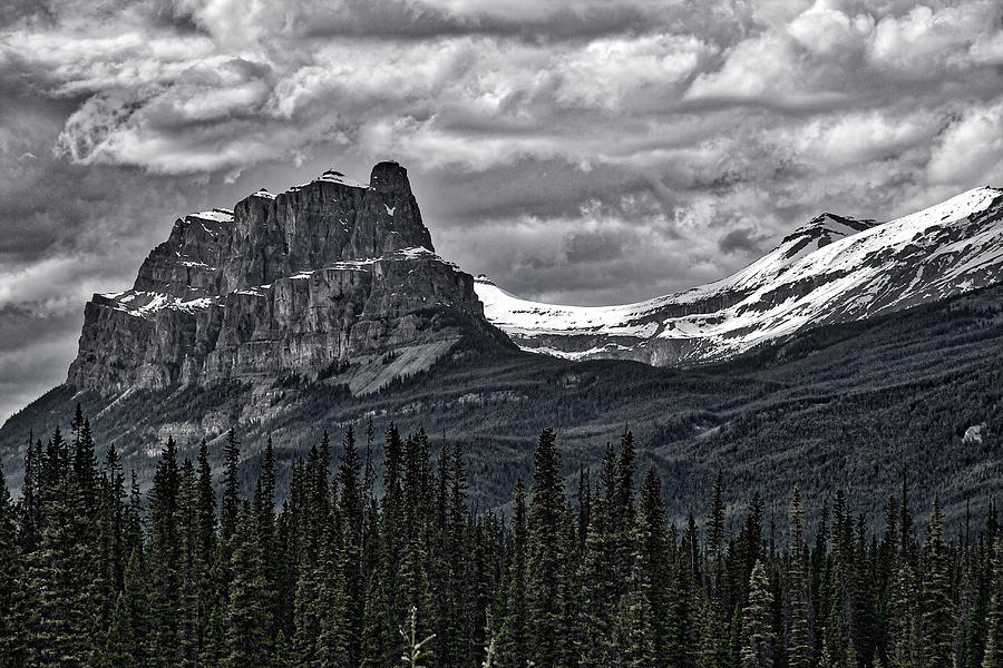 Castle Mountain - Banff - Black and White Photograph by Stuart Litoff