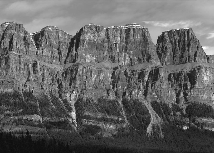 1M3350-B-BW-Castle Mountain Ramparts Photograph by Ed  Cooper Photography