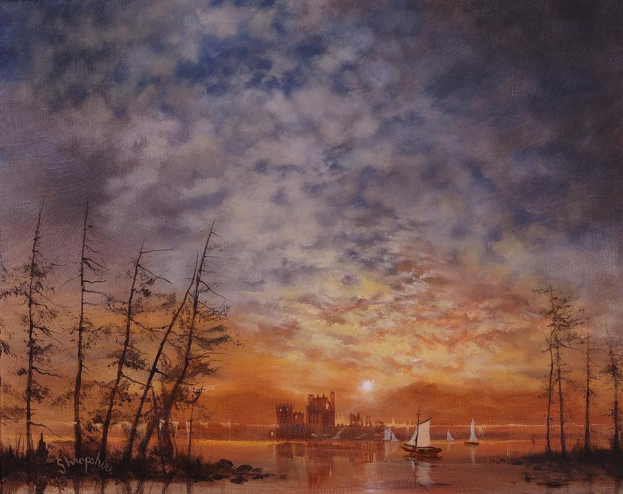 Castle on the Lake Painting by Tom Shropshire